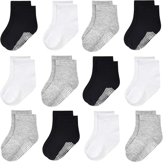 GRPSKCOS Baby Socks Non Slip 12 Pairs Toddler Anti Skid Socks for 0-7 Years Infants Little Kids Boys Girls