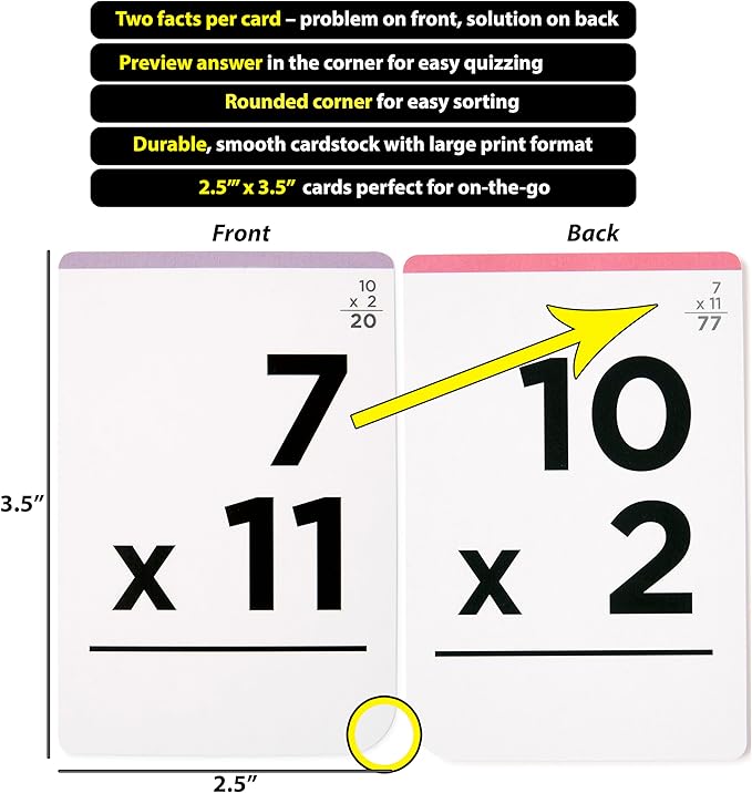 Award-Winning Math Flash Cards – 152 Multiplication & Division Facts (1–12) – 2 Facts Per Card with Visual Aids – Bonus Word Problems, Games & Durable Cardstock – Grades 2–6
