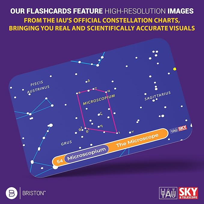 Briston 88 Constellation Astronomy Flash Cards: STEM Comprehensive Study - Celestial & Star Diagrams - Universe Exploration for Students, Teachers, Hobbyists, Grade School & Homeschool Learning