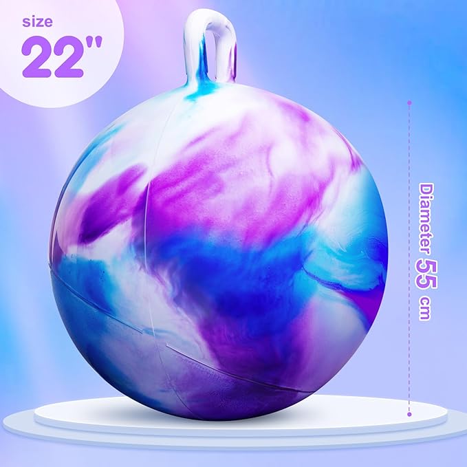 PlayZap Hopper Balls for Kids 10+, 22 Inches Bouncy Ball with Handle, 22" Inflatable Bouncing Hopper, 55cm Bouncing Toys, Big Hopping Toys for Boys Girls Gifts