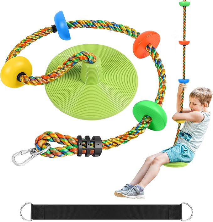 ZNCMRR Tree Swing Climbing Rope, Heavy Duty Swings Seat Replacement for Kids Disc Rope Climbing Swings Seat for Tree Indoor Outdoor Playground Swing Set Accessories(Leaf Green)