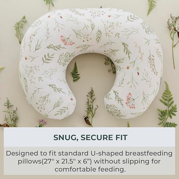 Pobibaby 1-Pack Premium Nursing Pillow Cover - Ultra Soft & Stretchy 96% Cotton, Breastfeeding Pillow Cover for Baby Boys and Girls (Zephyr)