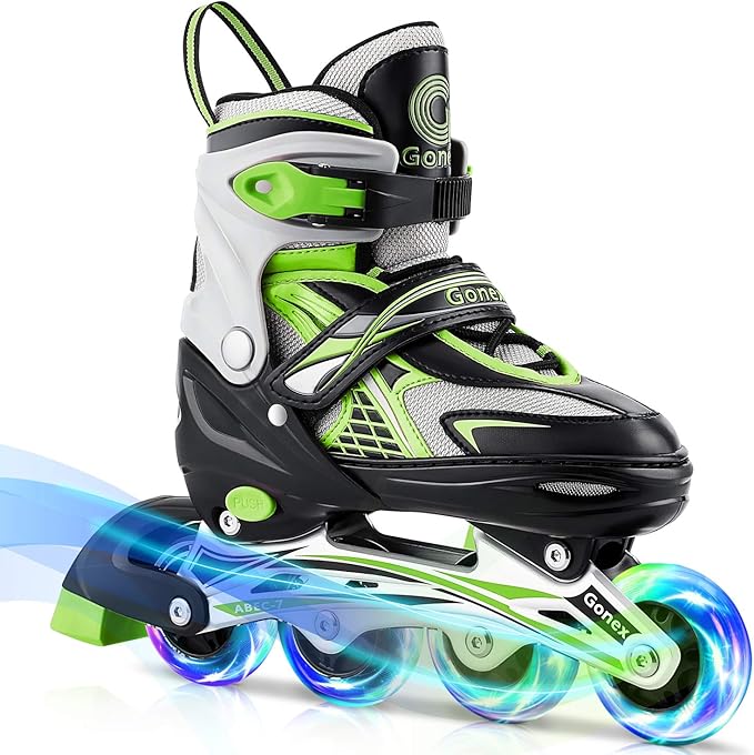 Gonex Inline Skates for Girls Boys Kids, Adjustable Skates Outdoor Blades Inline Roller Skates for Children Teens Women with Light Up Wheels for Indoor Outdoor Backyard Skating