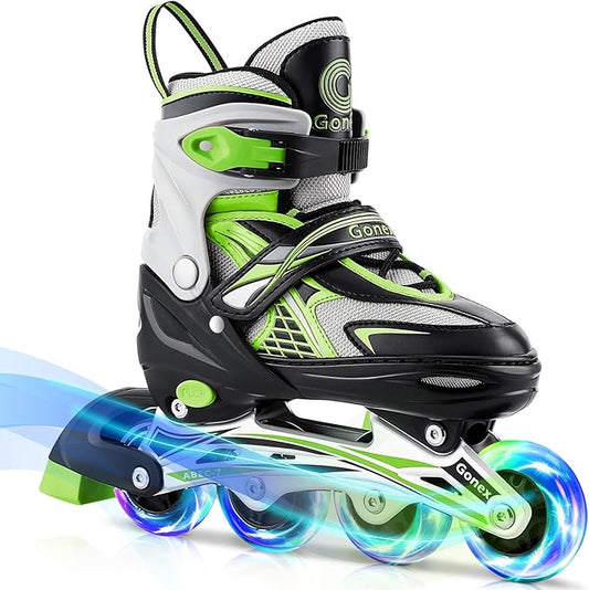 Gonex Inline Skates for Girls Boys Kids, Adjustable Skates Outdoor Blades Inline Roller Skates for Children Teens Women with Light Up Wheels for Indoor Outdoor Backyard Skating