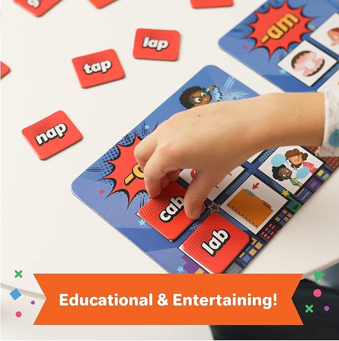 Super Words - CVC Word Builders, Phonics Games, Rhyming Words Game for Kids, Kindergarten Learning Games, Match it Puzzles for Toddlers, Learn to Read Game, CVC Words for Kindergarten Activities