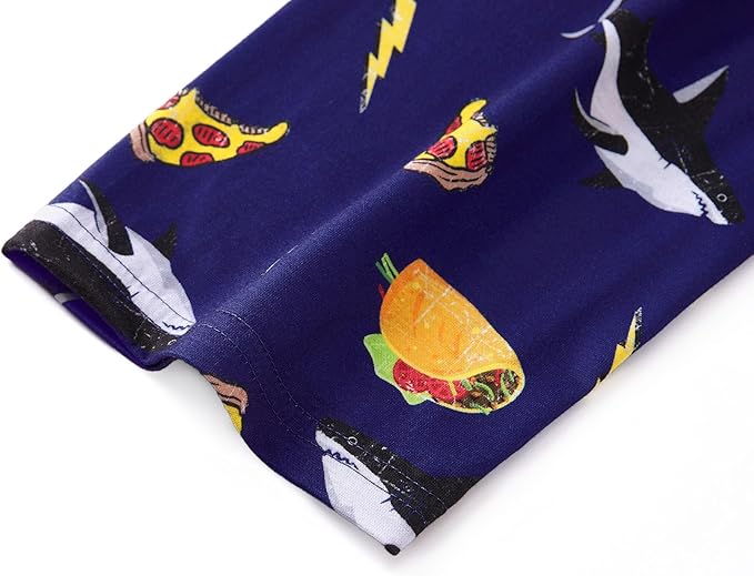 Tebbis Pajamas For Boys Fun Baseball Navy Blue Short Sleeves & Pants 2-Piece PJs Set Kid Comfy Sleepwear Size 6-18