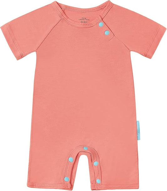 SuperSoft Short Sleeve Baby Romper, Unisex Bamboo Viscose One-piece Summer Pajamas, Boy Girl Footless Jumpsuit Snap Closure