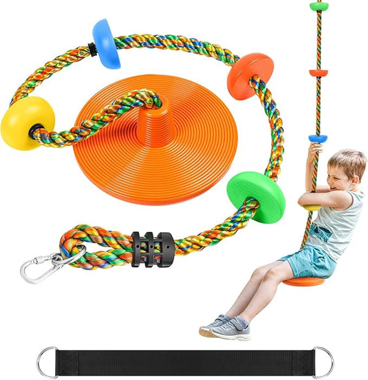 ZNCMRR Tree Swing Climbing Rope, Heavy Duty Swings Seat Replacement for Kids Disc Rope Climbing Swings Seat for Tree Indoor Outdoor Playground Swing Set Accessories(Orange)