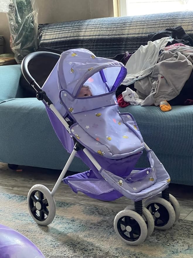 Anivia Dolls Pram, Doll Pushchair, 2 in 1 Stroller Dolls Pushchair Pram Toys Gift for Kids, Suitable Dolls Up to 18 inch