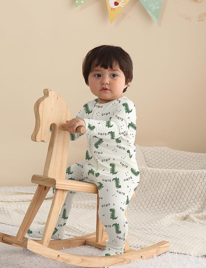 Jimonda Baby Girls Boys Footed Pajamas,Rayon From Bamboo,2 Way Zipper Long Sleeve Soft Sleeper Pjs,Infant Tie-dye Romper