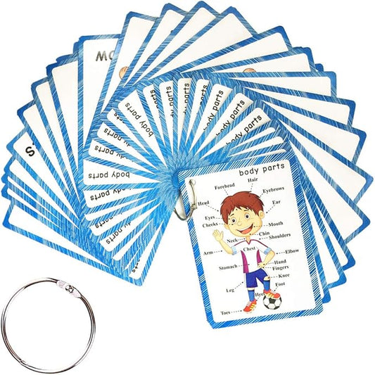 SANTSUN Set of Body Parts Kid Flashcards - Educational Learning Picture & Word Card Flashcards Body Parts-The Flash Hole-Punched So You Can Sort and Organize The Cards Easily
