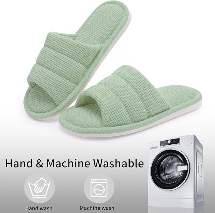shevalues Summer House Slippers for Women Men Breathable Waffle Indoor Slippers Slip-on Open Toe Home Shoes