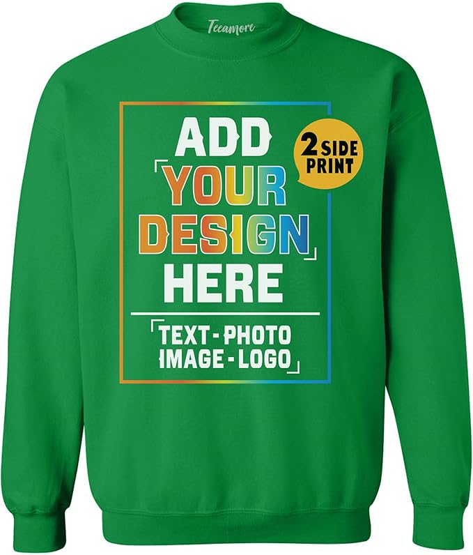 TEEAMORE Custom Front & Back Print T-Shirt Hoodie Sweatshirt Long Sleeve Tank Top with Your Image for Men Women Kids Baby