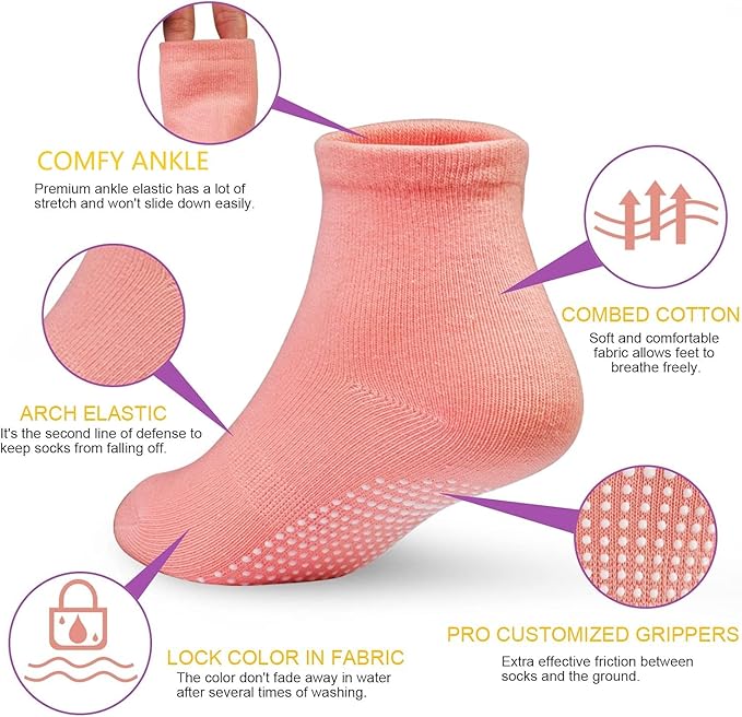 GRPSKCOS Baby Socks Non Slip 12 Pairs Toddler Anti Skid Socks for 0-7 Years Infants Little Kids Boys Girls