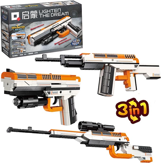 LITTLE FROGGY Toys 3-in-1 Building Block Gun Compatible with Lego Bricks Features Pistol Sniper Rifle Ideal Gift for Boys 273 PCS