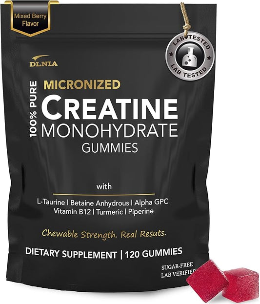 Creatine Monohydrate Gummies for Men & Women - Sugar Free & Vegan Advanced Formula W/L-Taurine + Vitamin B12 - for Muscle Strength, Muscles Builder, Recovery, Energy Boost, Pre-Workout Supplement