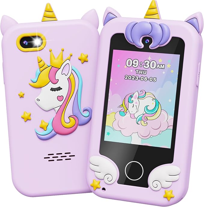 UCIDCI Kids Smart Phone for Girls Ages 3-7 with Dual Camera - Learning Games, Travel Toy with MP3 Music Player for Christmas, Birthday Gifts for 3-7 Year Old Boys