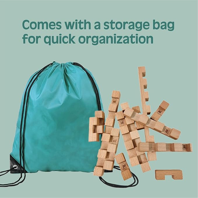 Toy Gun Educational Wooden Building Blocks - 53 Pcs Assembled into 10+ Various Shapes, STEM Toy Gift for Kids, Building Toys for Ages 5+ and Adults