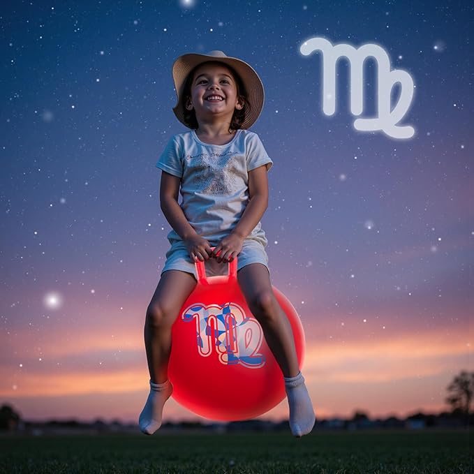 ZOOJOY 18 Inch Red Hopper Balls for Kids 3-6, Sit On Bouncy Ball with Handle, Inflatable Hippity Hop Ball for Indoor/Outdoor Play, Hoping Toys for Kids with Pump