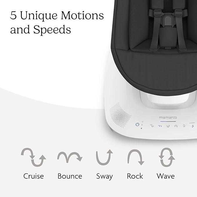 UPPAbaby Mamaroo Smart Swing – Customizable Soothing Modes with MotionSync Technology – Infant Recline + Bluetooth Enabled – Included Newborn Insert – Jake (Charcoal Mélange)