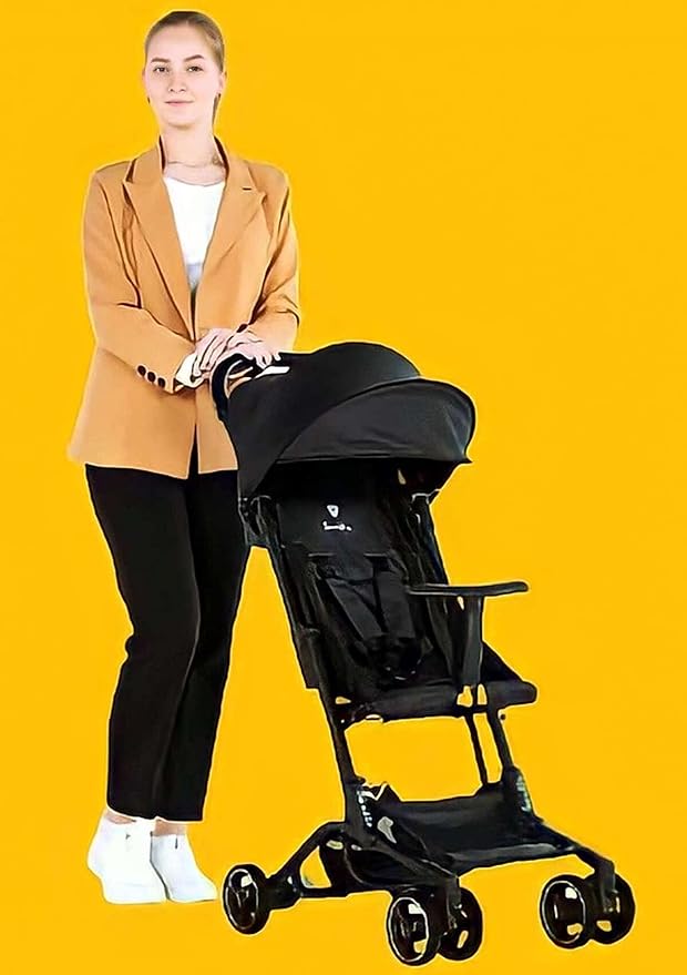 Lightweight Foldable Stroller for Toddlers - Travel & Airplane Stroller with Swivel Wheels, 1-Step Brake, Sun Canopy & Reclining Backrest