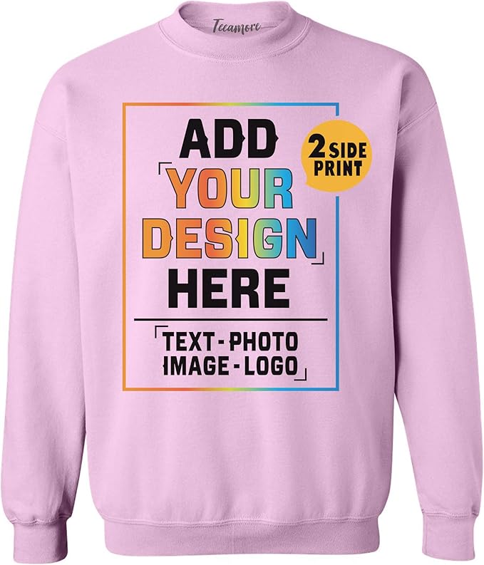 TEEAMORE Custom Front & Back Print T-Shirt Hoodie Sweatshirt Long Sleeve Tank Top with Your Image for Men Women Kids Baby