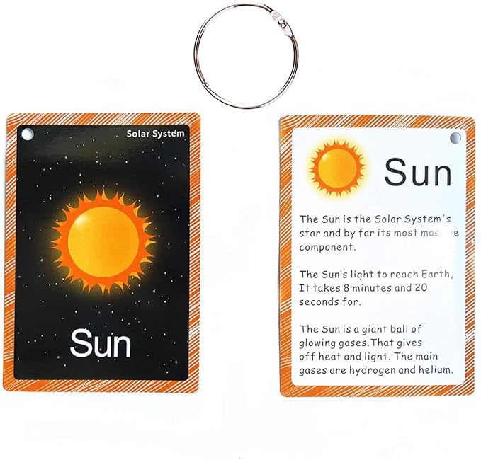 Set of Solar System Flash Cards for Toddlers(15Count)|Kids Learning Flashcard & Montessori Pocket Cards|Perfect for Pre-K Decor Background Wall Stickers,Teacher/Autism Therapists Tools