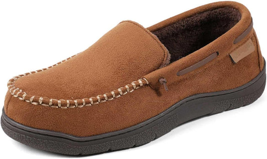 Zigzagger Men's Moccasin Slippers Memory Foam House Shoes, Indoor and Outdoor Warm Loafer Slippers