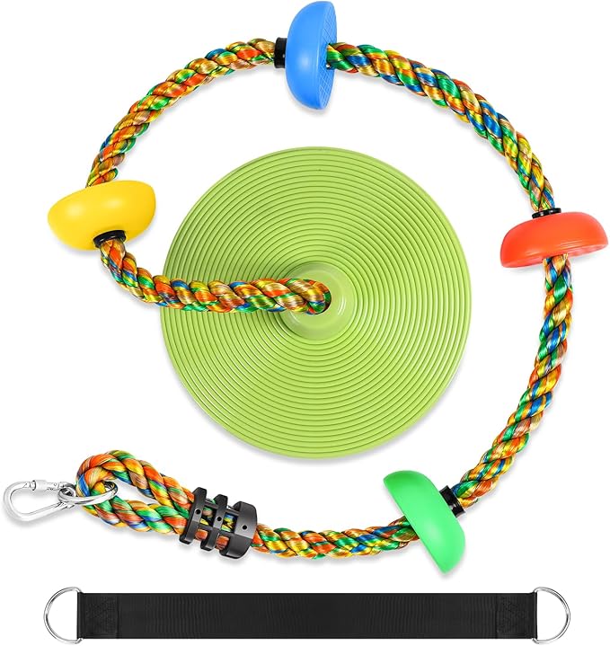 ZNCMRR Tree Swing Climbing Rope, Heavy Duty Swings Seat Replacement for Kids Disc Rope Climbing Swings Seat for Tree Indoor Outdoor Playground Swing Set Accessories(Leaf Green)