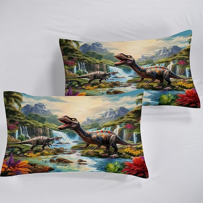 Dinosaur Sheets Set Twin Size Cute Dinosaur Room Decor for Boys Room Soft Toddler Bed Sheets for Boys Kids Twin Dino Bedding Set Includes 1 Flat Sheet + 1 Fitted Sheet + 1 Pillowcase