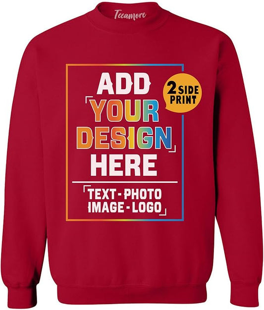 TEEAMORE Custom Front & Back Print T-Shirt Hoodie Sweatshirt Long Sleeve Tank Top with Your Image for Men Women Kids Baby