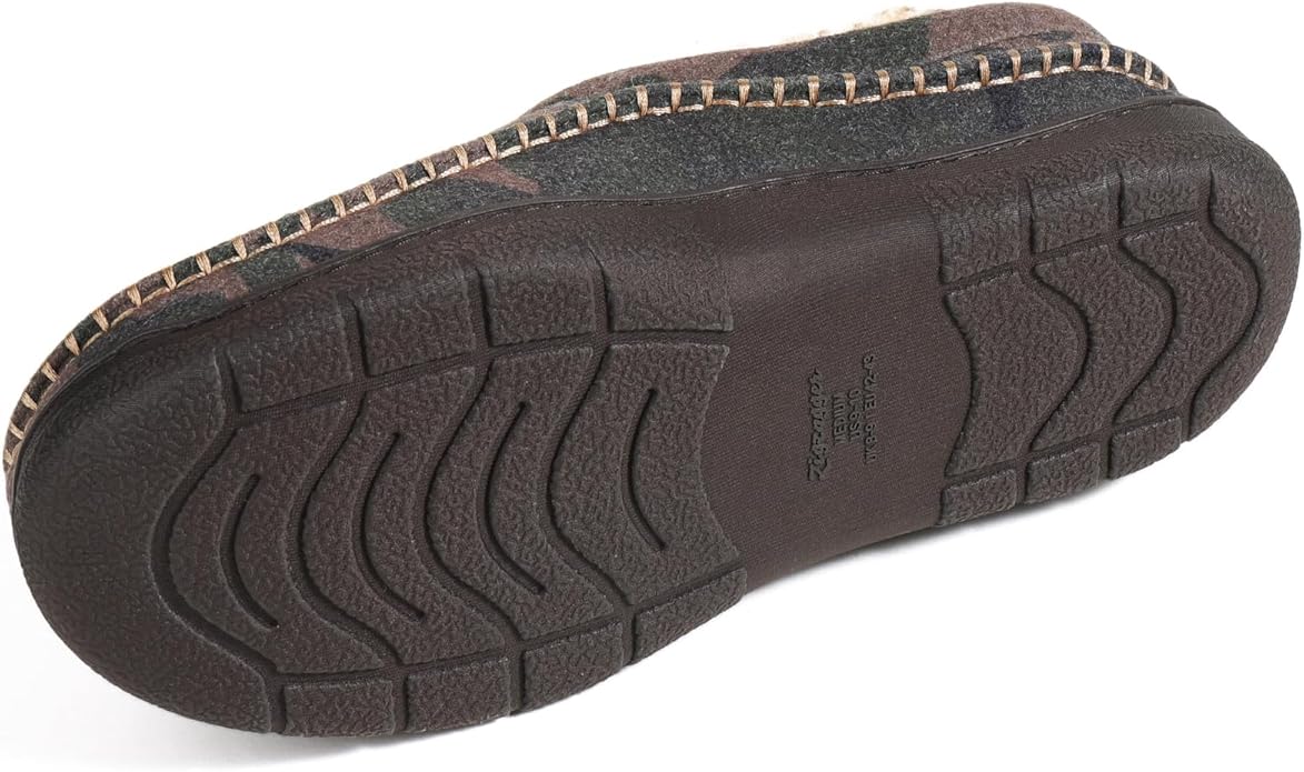 Zigzagger Men's Slip On Moccasin Slippers, Indoor/Outdoor Warm Fuzzy Comfy House Shoes, Fluffy Wide Loafer Slippers