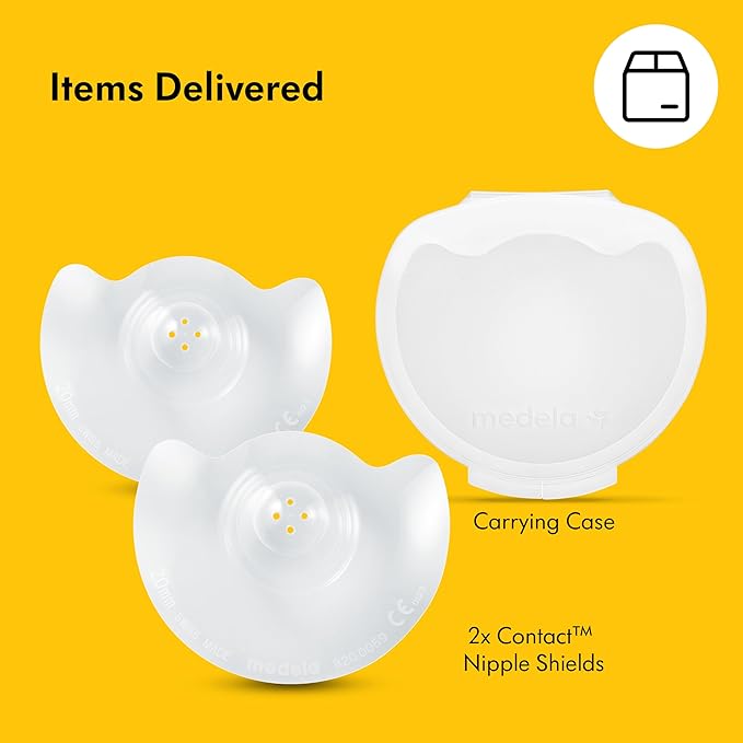 Medela Contact Nipple Shields, Large 24mm, Food Grade Silicone | for Latching Difficulties During Breastfeeding, Flat or Inverted Nipples