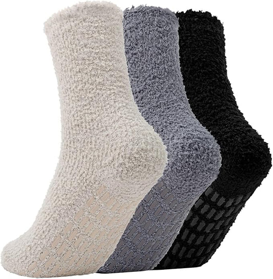 Breslatte Ultra Thick Calf Fuzzy Slipper Socks for Women Non Slip Winter Warm Socks Womens Gifts