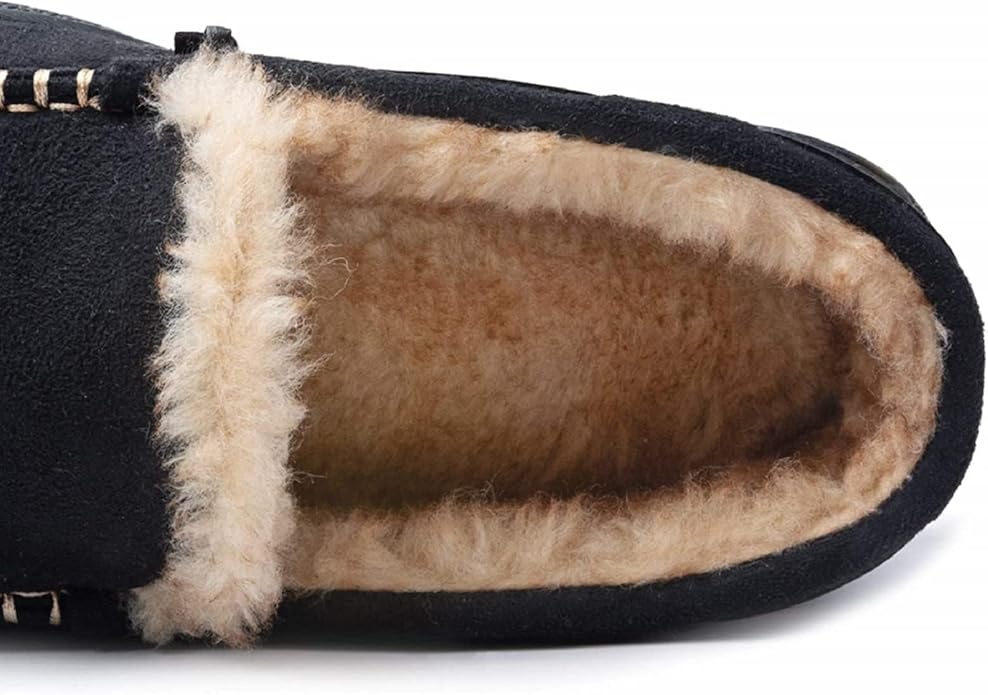 Zigzagger Men's Moccasin Slippers Memory Foam House Shoes, Indoor and Outdoor Warm Loafer Slippers