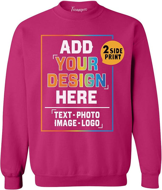 TEEAMORE Custom Front & Back Print T-Shirt Hoodie Sweatshirt Long Sleeve Tank Top with Your Image for Men Women Kids Baby