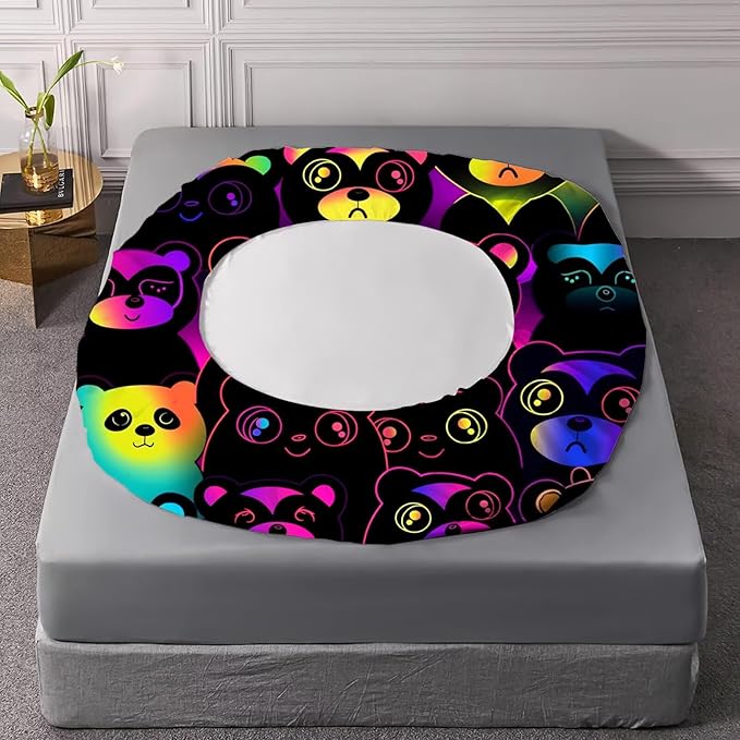 Lesser Panda Sheets Set Twin for Girls Boys Black Cartoon Lesser Panda Bedding Set for Kids Room Decor Cute Kids Bed Set with 1 Fitted Sheet, 1 Flat Sheet and 1 Pillowcase