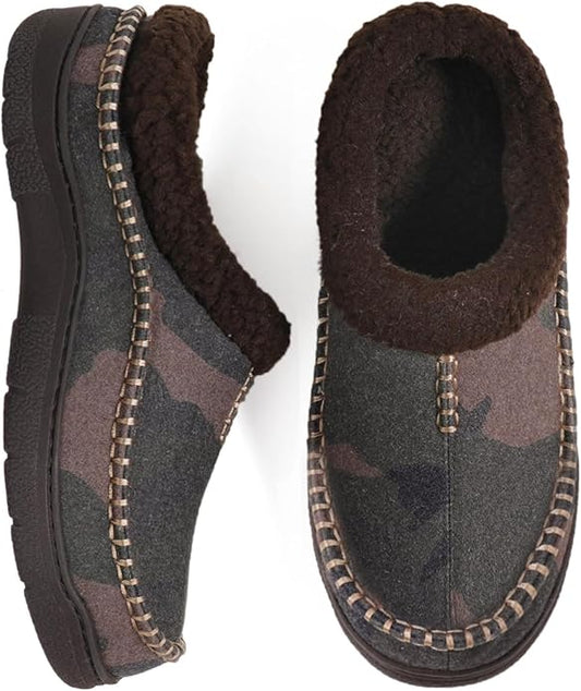 Zigzagger Men's Slip On Moccasin Slippers, Indoor/Outdoor Warm Fuzzy Comfy House Shoes, Fluffy Wide Loafer Slippers