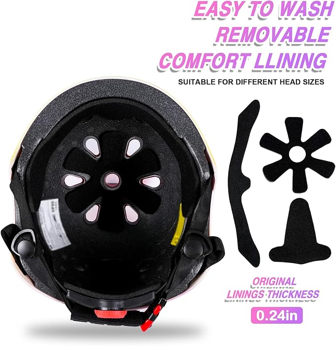 Kids Bike Helmet for 3-5-8-14+ Age Girls and Boys, Kids Helmet with Knee Pads Elbow Pads Wrist Guards,Ventilation Multi-Sport Scooter Roller Skate Rollerblading Skateboarding Climbing Cycling