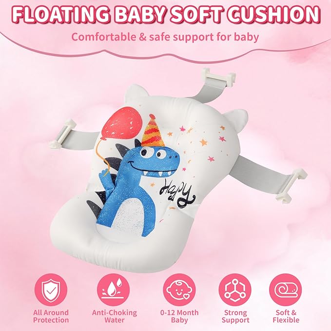 Baby Bathtub,Collapsible Baby Bath Tub with Thermometer & Soft Floating Cushion,Portable Travel Baby Bathtubs for Newborns to Toddlers 0-36 Months(Crab Blue)