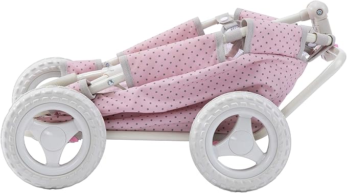 Olivia's Little World - Polka Dots Folding Princess Baby Doll Wagon, Toy Storage Wagon, Doll Furniture, Pink Polka Dots