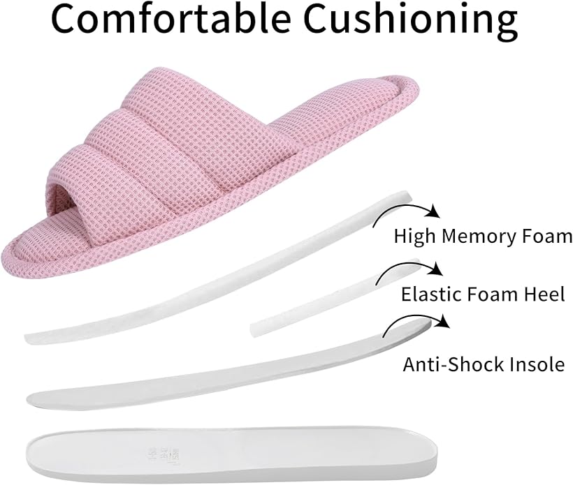 shevalues Summer House Slippers for Women Men Breathable Waffle Indoor Slippers Slip-on Open Toe Home Shoes