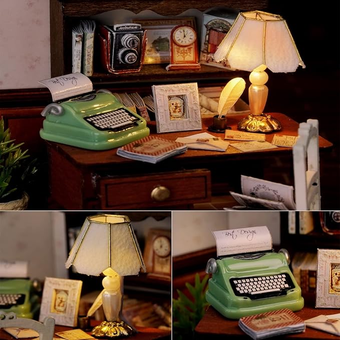 TuKIIE DIY Miniature Dollhouse Kit with Furniture, 1:24 Scale Creative Room Mini Wooden Doll House Plus Dust Proof for Kids Teens Adults(Elegant Studio)