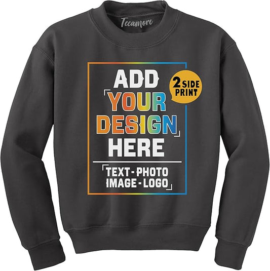 TEEAMORE Custom Front & Back Print T-Shirt Hoodie Sweatshirt Long Sleeve Tank Top with Your Image for Men Women Kids Baby
