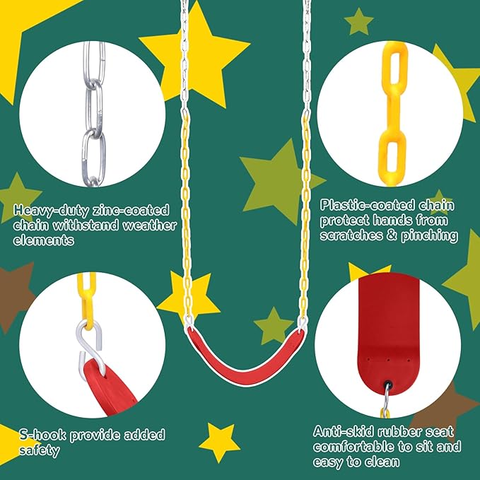 ZNCMRR Tree Swing Climbing Rope, Heavy Duty Swings Seat Replacement for Kids Disc Rope Climbing Swings Seat for Tree Indoor Outdoor Playground Swing Set Accessories(Red)