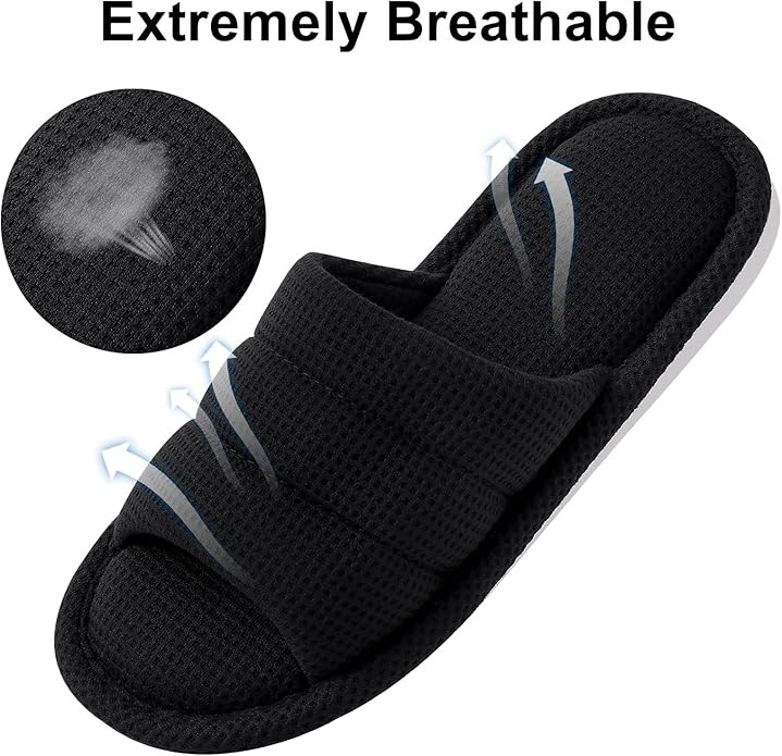 shevalues Summer House Slippers for Women Men Breathable Waffle Indoor Slippers Slip-on Open Toe Home Shoes