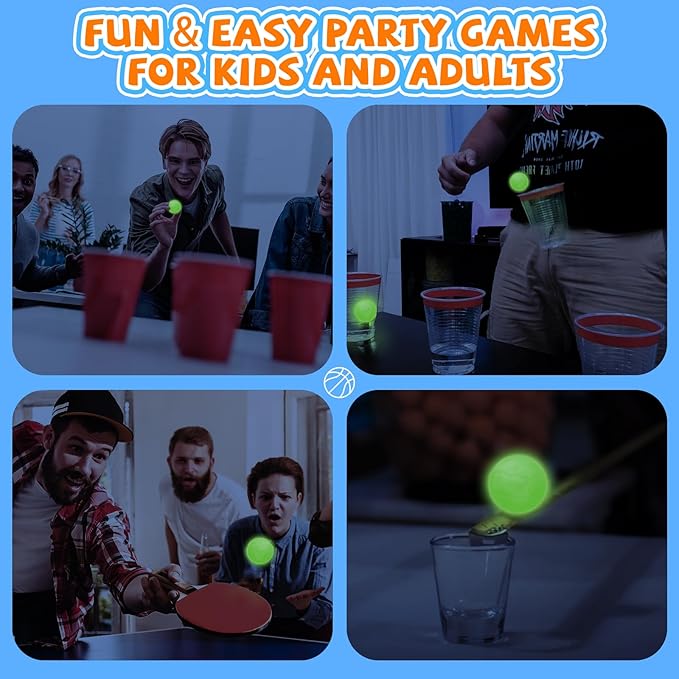 punkdog 20 Glow Balls for Pop and Catch Ball Game- Outdoor Indoor Game Activities for Boys & Girls,Birthday and Christmas Party Favors Gifts for Kids Ages 4 5 6 7 8 10 12+ Years Old and Adults