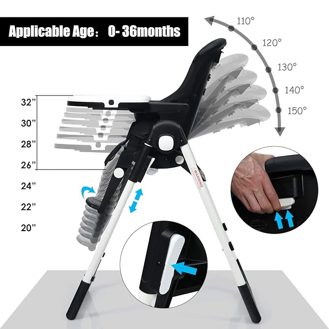 INFANS 4 in 1 High Chair–Booster Seat, Convertible Highchair w/Adjustable Height and Recline,Removable Tray,DetachableCushion, Installation-Free,Simple Fold for Baby, Infant& Toddler