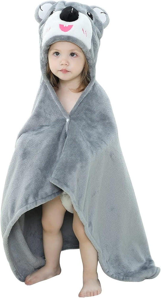 Baby Bath & Hooded Towels Kid Wearable Hoodie Blanket Baby Towels with Hood Soft Cozy Flannel Toddler Bath Towel Gifts for Boys Girls(Koala 50 * 40)