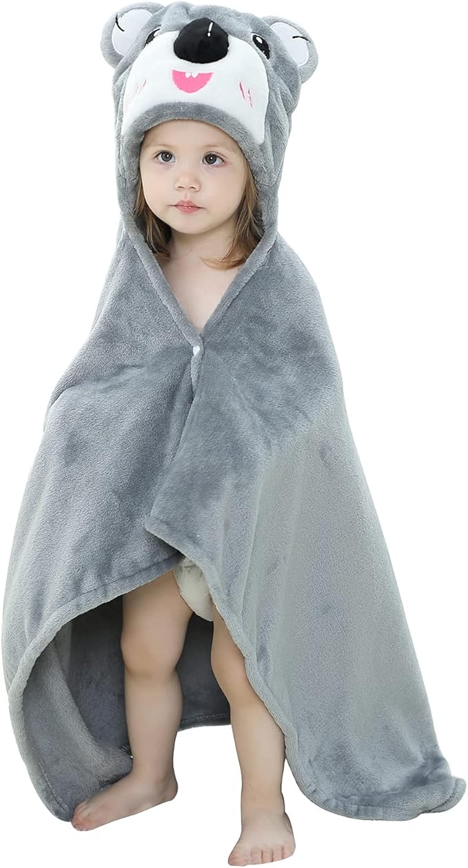 Wearable Blanket Hoodie for Kids Toddlers Hooded Towels Soft Cozy Flannel Wearable Throw Blanket Hoodie for Boys Girls Birthday Gifts (Koala 60 * 50)